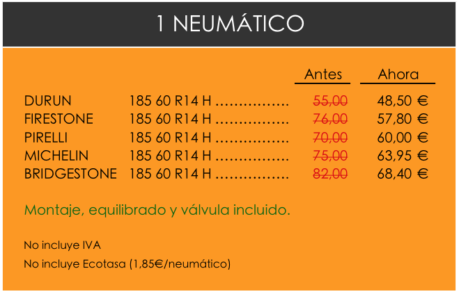 Oferta neumáticos Coslada (Madrid)